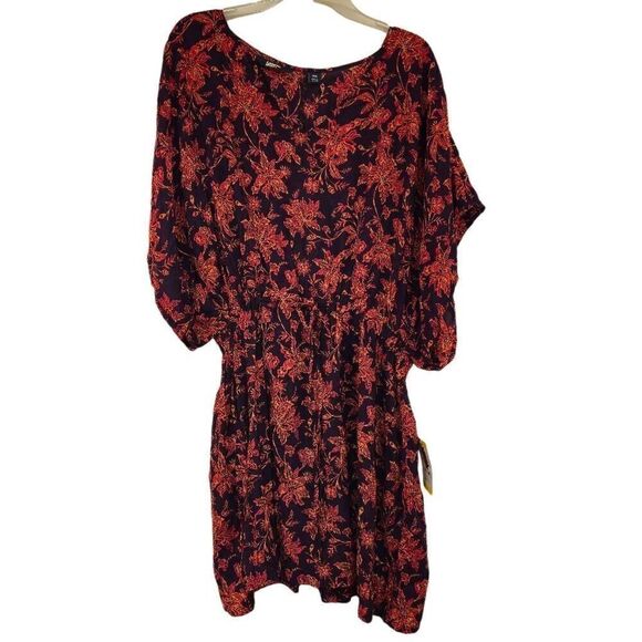 Lands' End Women's Purple/Navy/Red Modal Floral V-Neck Drawstring Swim Cover Up - Picture 5 of 15
